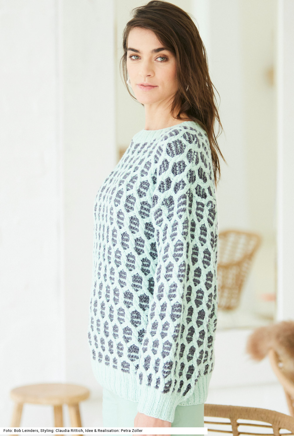 Modellansicht Bild 3: Pulli mit Zopfmuster