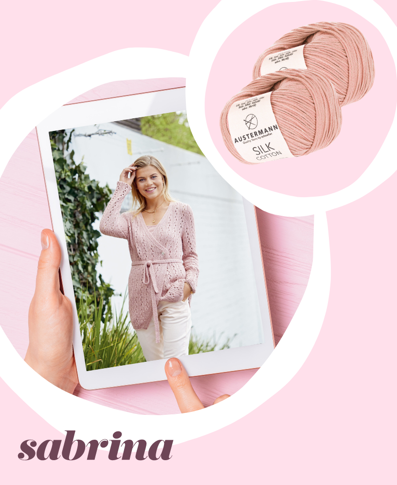 Strickset - Jacke mit Wickelvorderteil in Lachs Gr. 36/38 Rosa handgemachter Cardigan, vielseitig, mit Gürtel. Modische, feine Strickmuster, elegant, DIY-Charme.