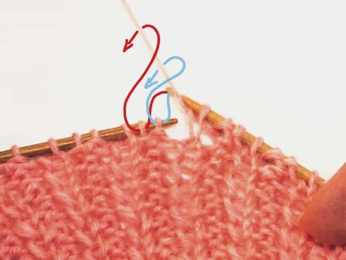 Handgestricktes Muster in rosa, flauschig, modisch, DIY, kreative Handarbeit mit abwechslungsreicher Textur.