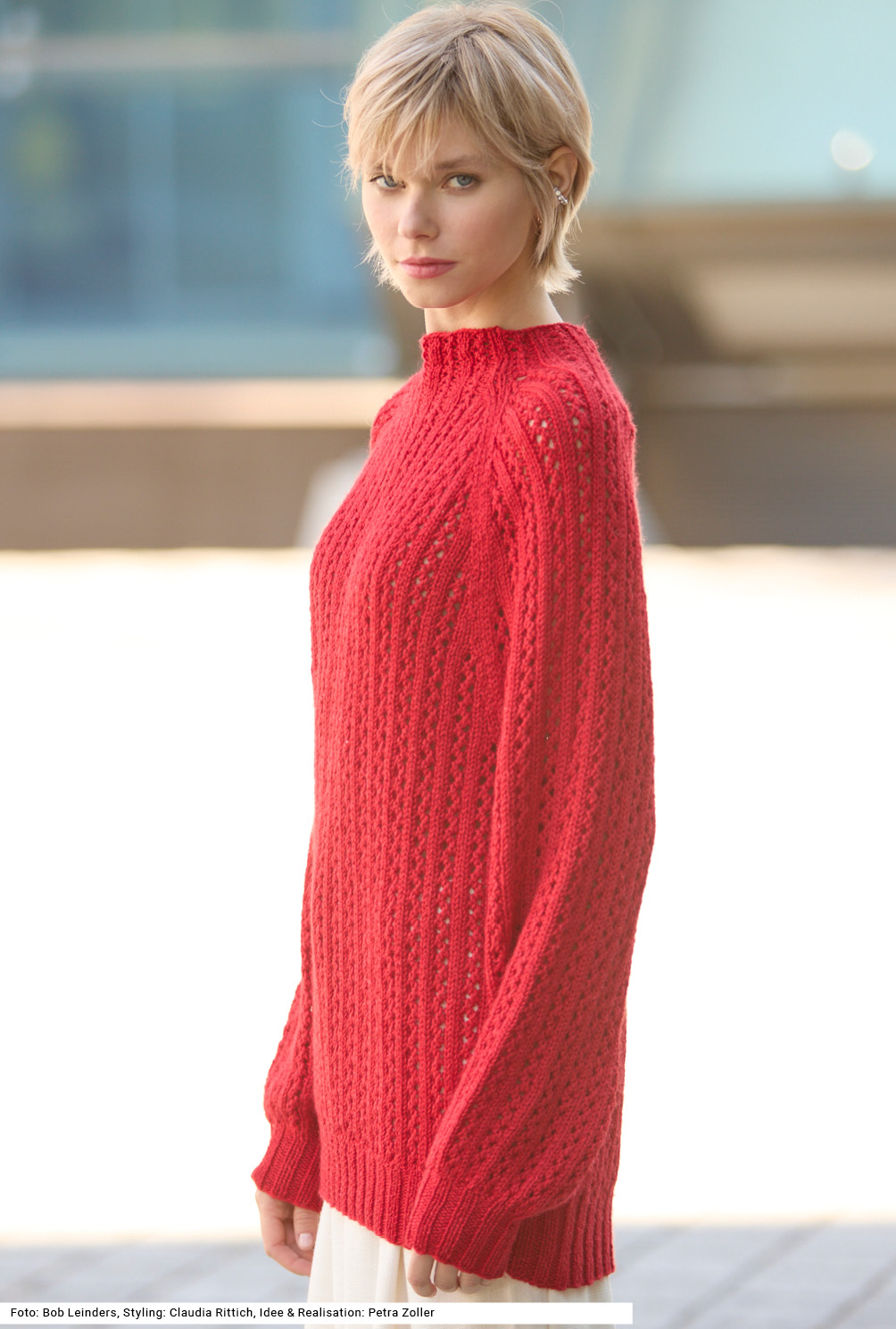 Modellansicht Bild 3: Raglanpulli im Lochmuster