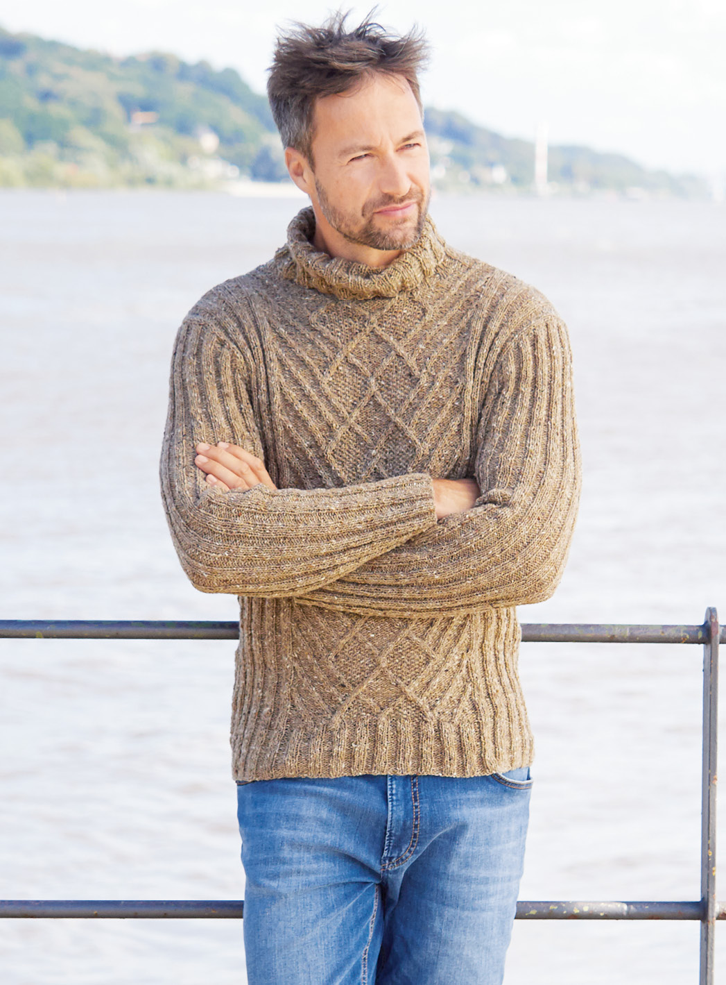 Aran-Sweater in Tweedoptik