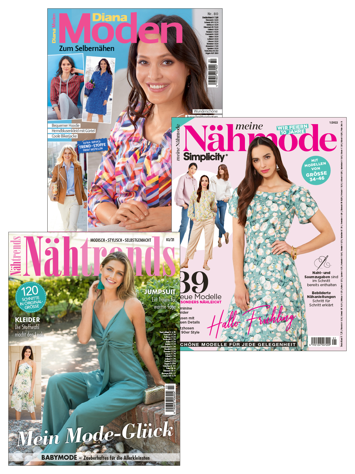 Näh Bundle NBu29/22: Diana Moden 21 080 + Meine Nähmode 22 001 + Nähtrends 21 003