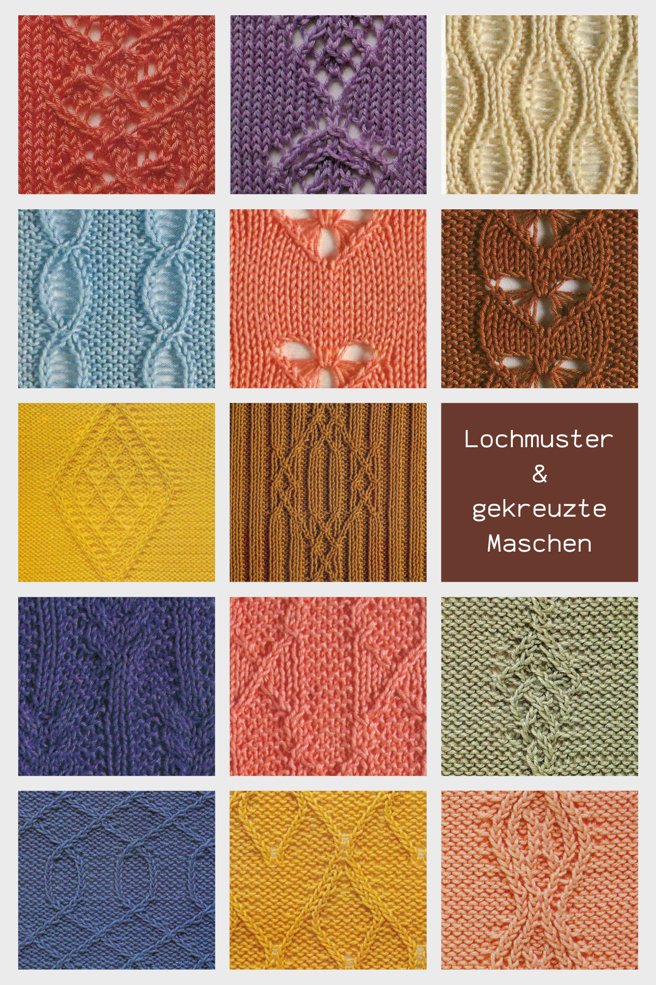 Bunte, handgestrickte Muster mit Lochdesigns. Farben: Rot, Lila, Gelb, Blau, Grün. Modisch und einzigartig.