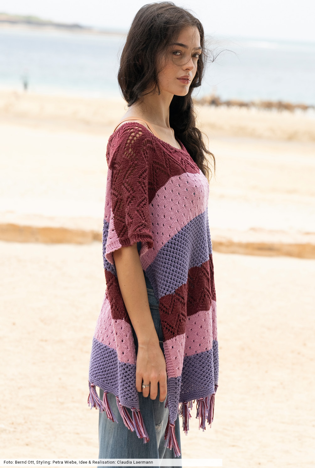 Strickset - Gestreifter Poncho aus Verena