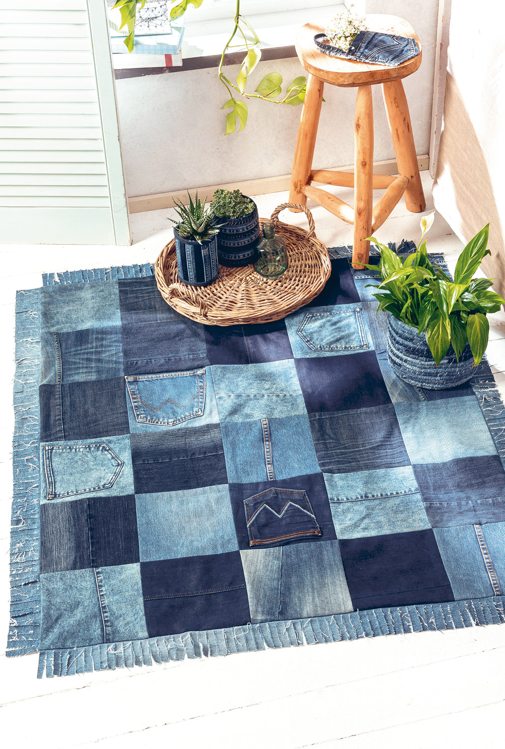 Modellansicht Bild 4: Set aus Teppich und Übertopfen aus recyceltem Jeansstoff