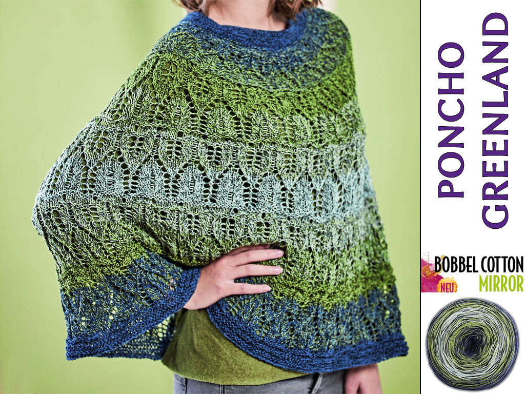 Woolly Hugs Poncho mit einem herrlichen Farbverlauf und gestricktem Lochmuster