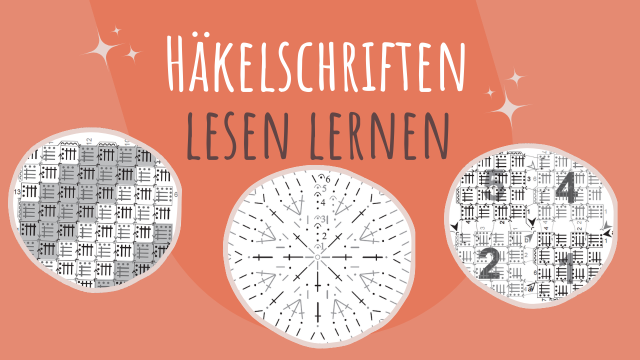 Drei runde Häkelmuster, modisch gestaltet, mit abwechslungsreichen DIY-Elementen und strukturiertem Musterdesign.