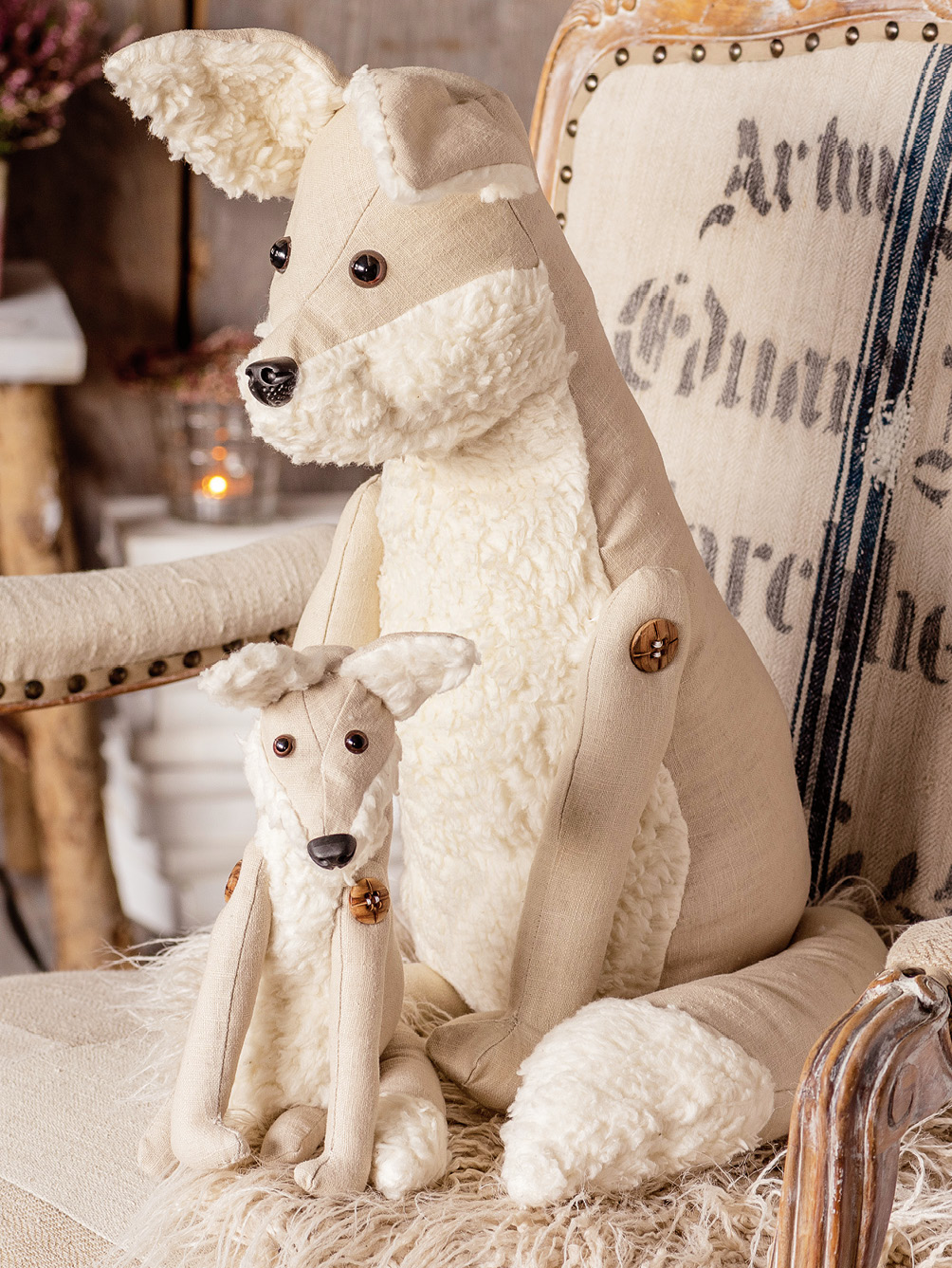 Genähter großes und kleiner Fuchs als Kuscheltier Modellansicht Bild 1: Genähter großes und kleiner Fuchs als Kuscheltier