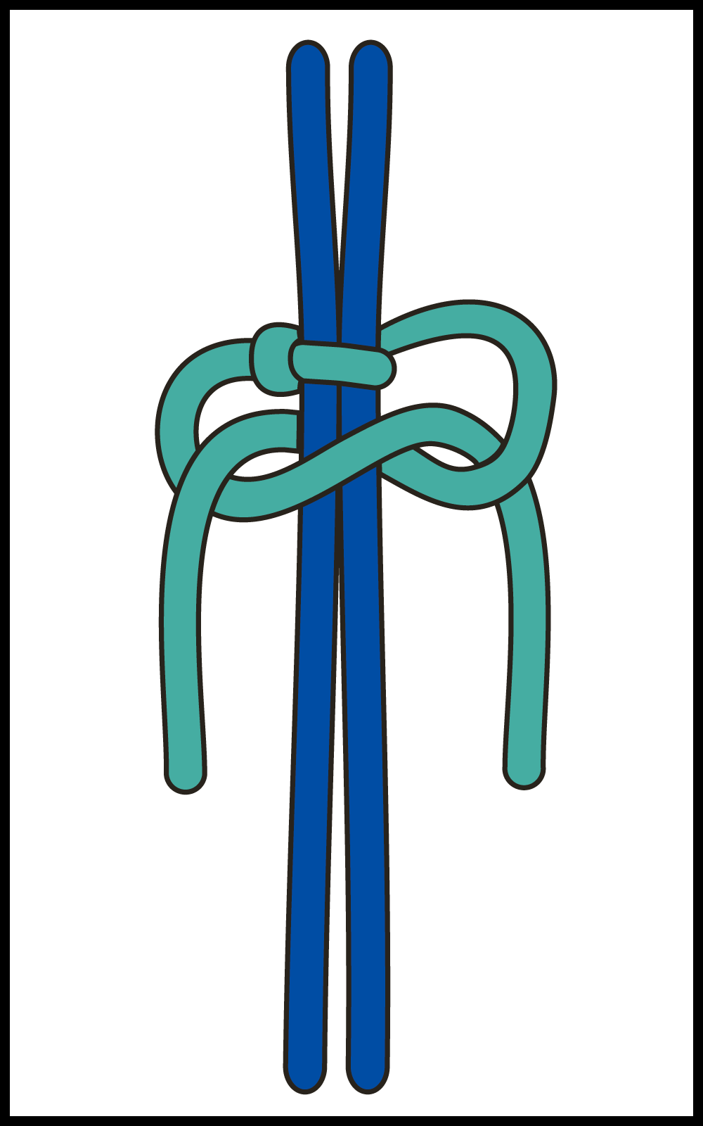 Blau-grüner Knoten, symmetrisch, DIY-inspiriert, künstlerisch, einzigartiges Design.