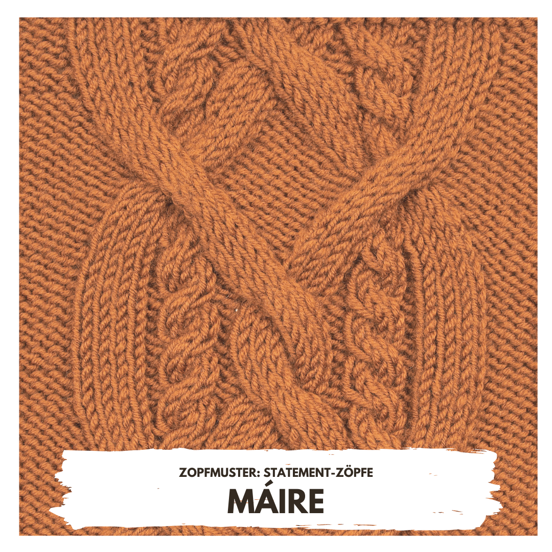 Handgemachtes Zopfstrickmuster in warmem Braun, modisch und rustikal. DIY-Strickkunst mit Statement-Charakter.