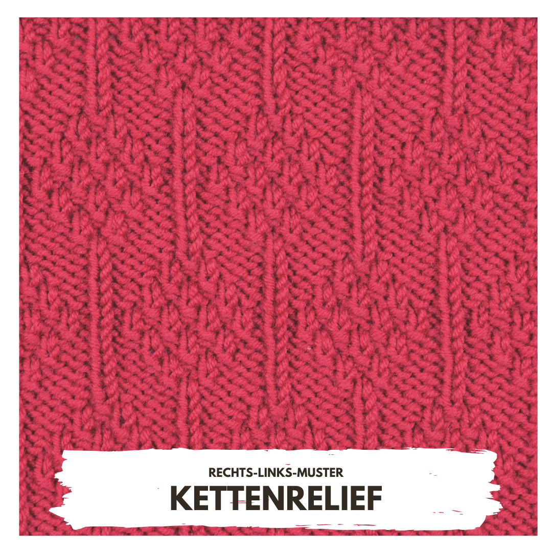 Rosa gestricktes Muster, plastisch, handgemacht, mit ausgeprägtem Rechts-Links-Design. DIY-Charme.