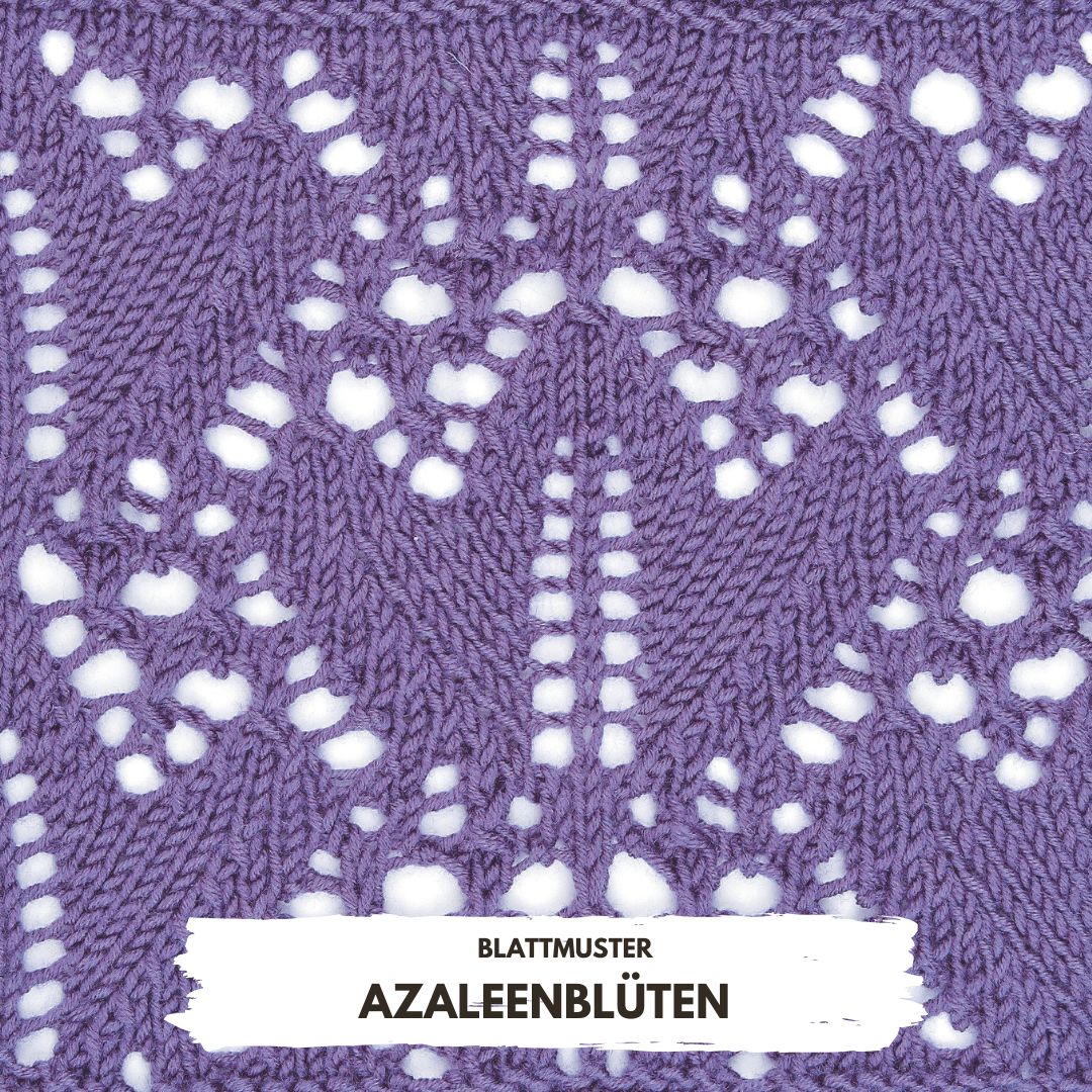 Lila Strick mit durchbrochenem Blattmuster, kunstvoll und handgemacht, ideal für DIY-Projekte.