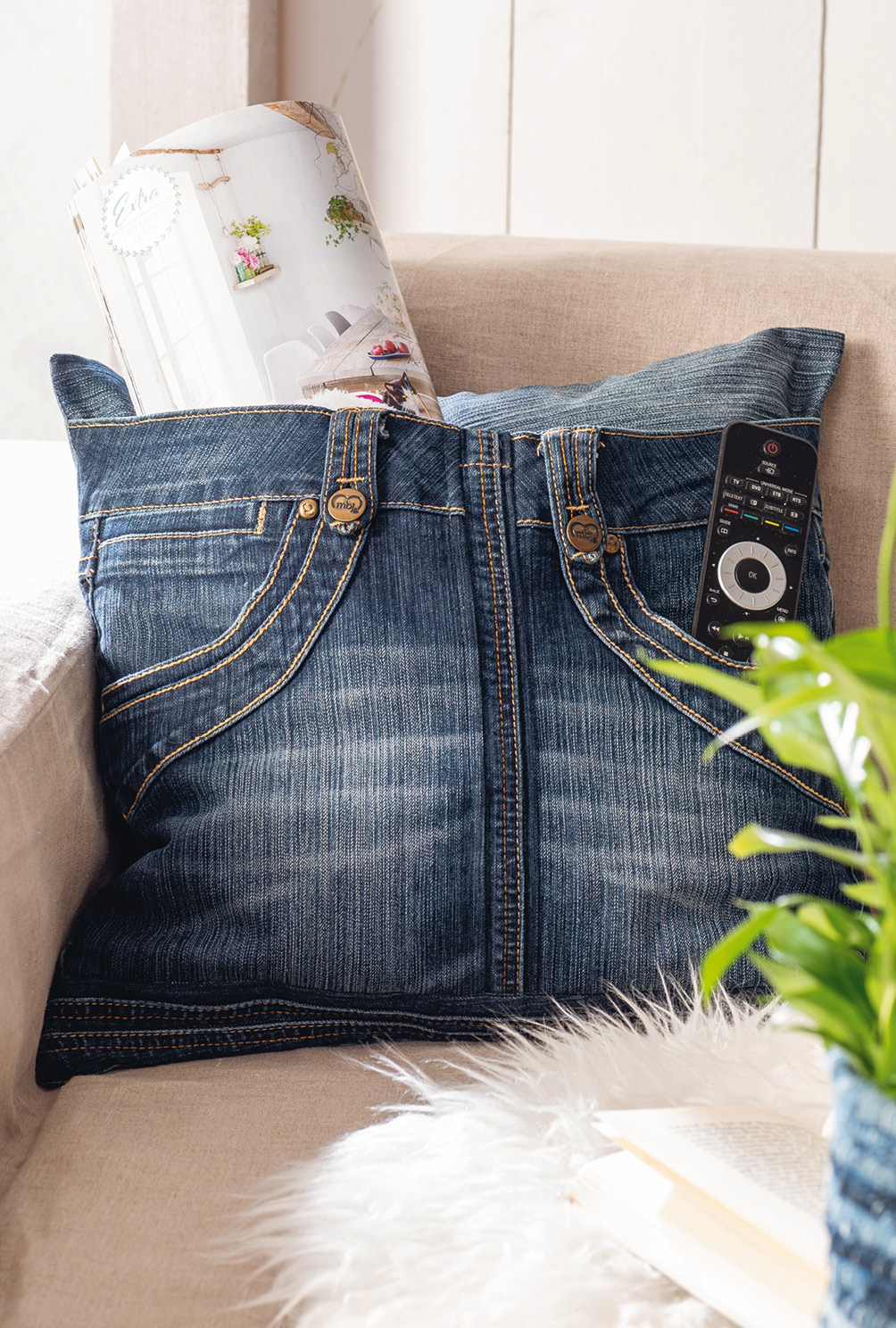 Modellansicht Bild 11: Set aus Teppich und Übertopfen aus recyceltem Jeansstoff