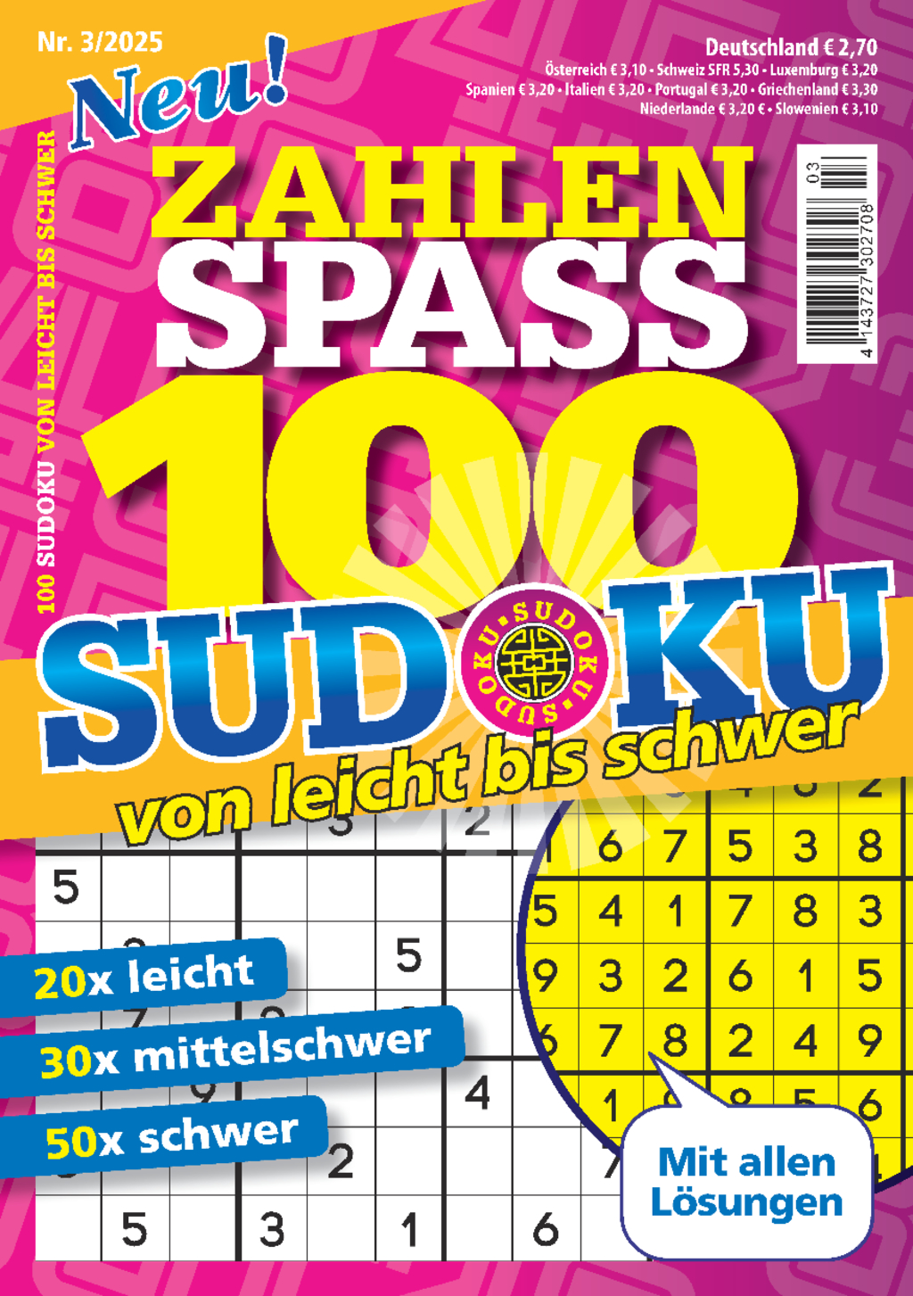 Magazin Produktbild: 100 Sudoku von leicht bis schwer - 3/2025