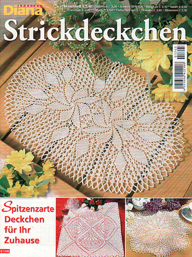 E-Paper: Diana Special D 1745 - Strickdeckchen Handgemachtes Deckchen in Spitzenmuster, cremefarben, kunstvolles Design, ideal für DIY-Projekte.