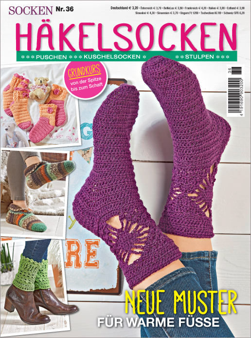 Socken Nr. 36/2016 - Häkelsocken - Neue Muster für warme Füße