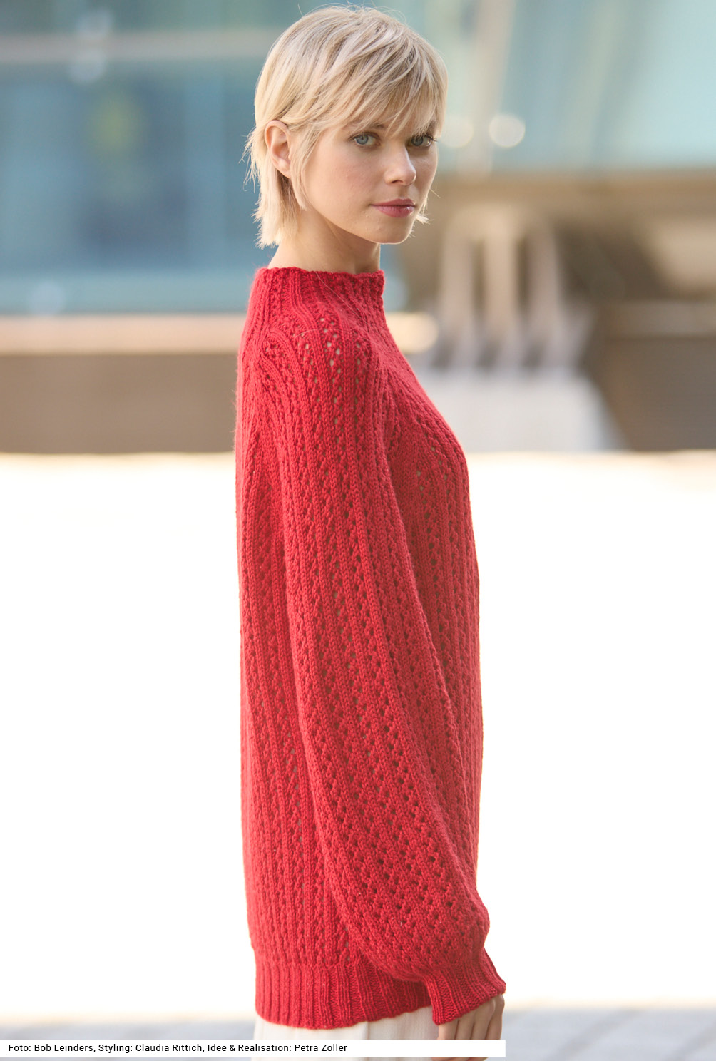 Modellansicht Bild 4: Raglanpulli im Lochmuster