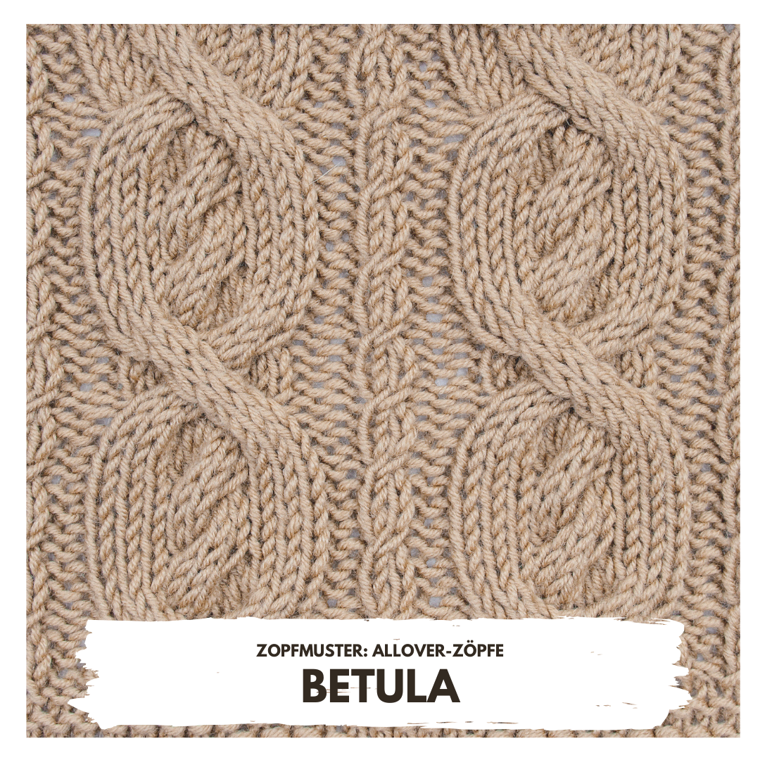 Beiges handgemachtes Zopfmuster, detailliert und texturiert. Perfekt für modische Strickprojekte.