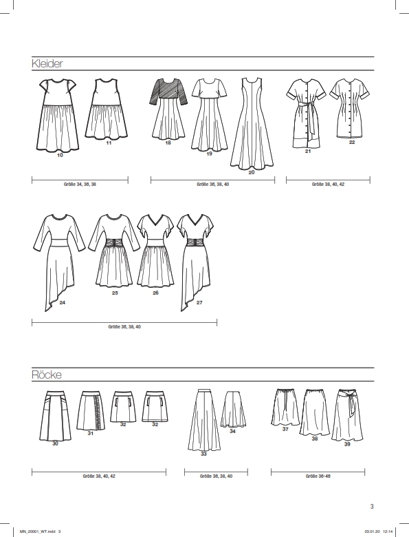 Modisch, variabel; Kleider & Röcke mit fließenden Linien, DIY-Perfektion. Selbstgemacht & kreativ.