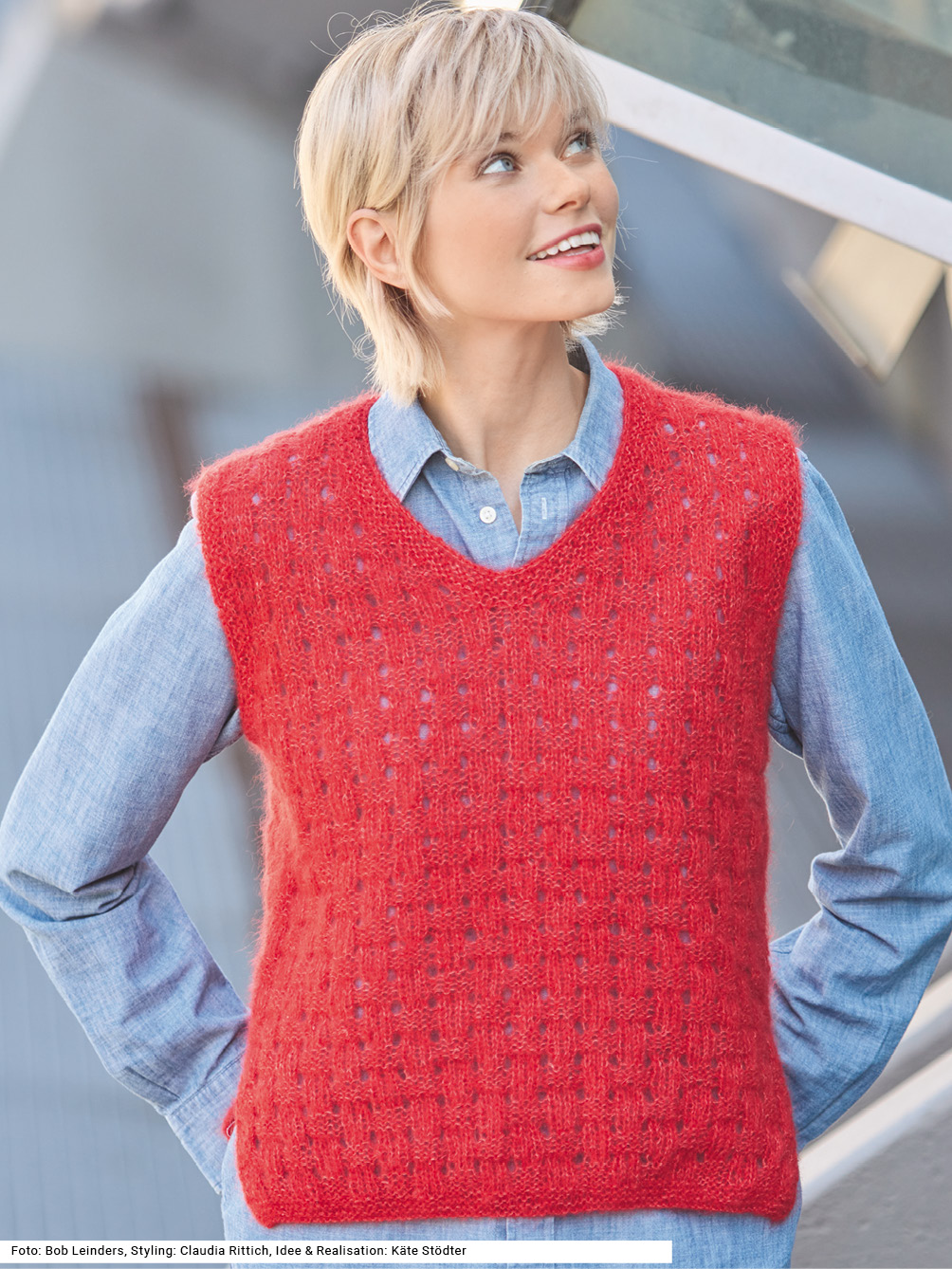 Modellansicht Bild 1: Pullunder mit Flechtmuster
