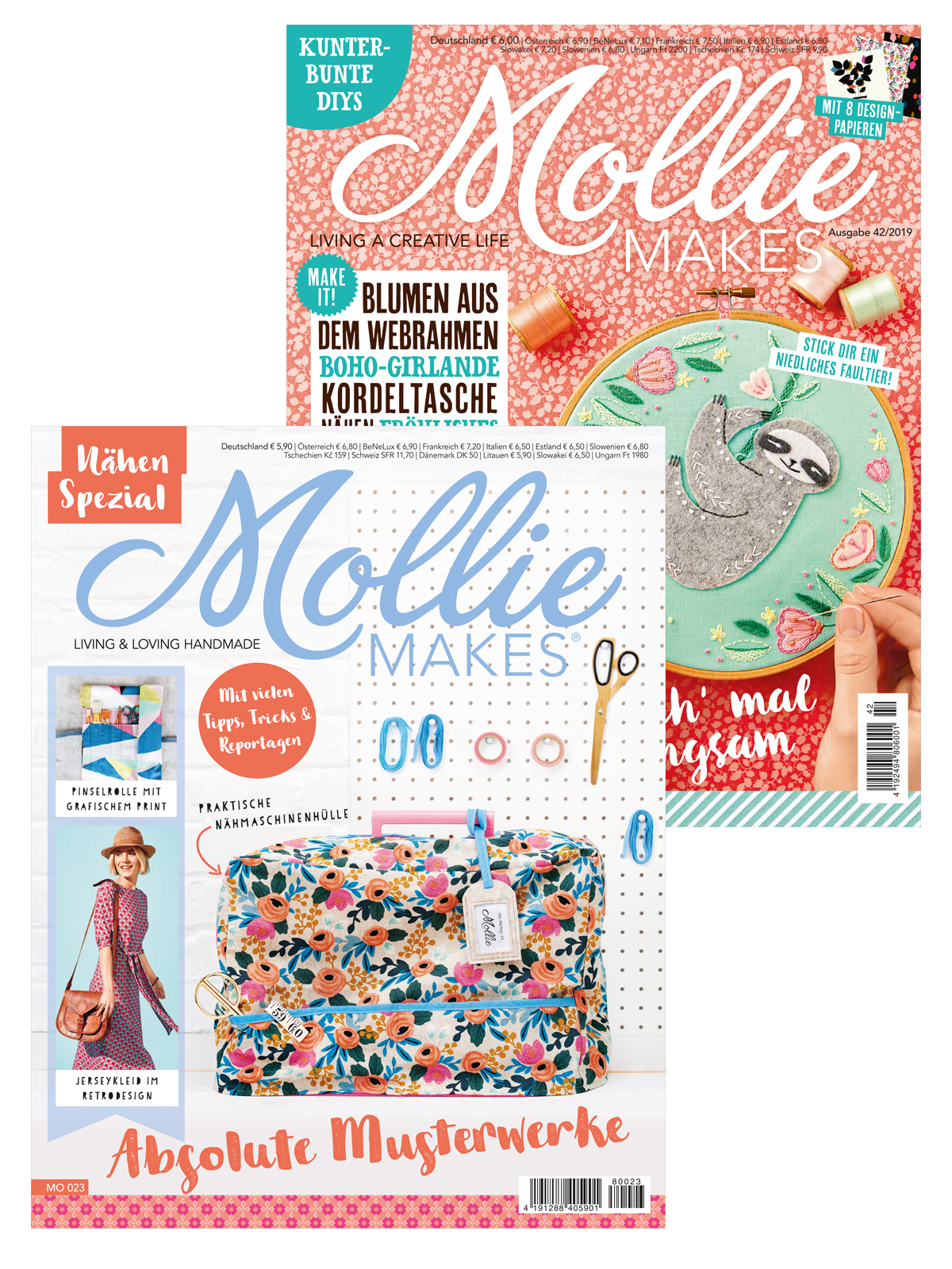 Magazin Produktbild: Zwei Zeitschriften im Sparpaket: Mollie Makes Nr. 42/2019 und Mollie Makes Spezial Nähen MO 023