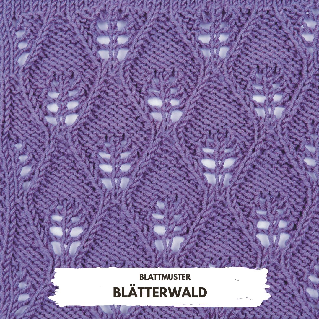 Lila Strickmuster mit filigranem Blätterdesign, handgearbeitet, einzigartig, kreatives DIY.