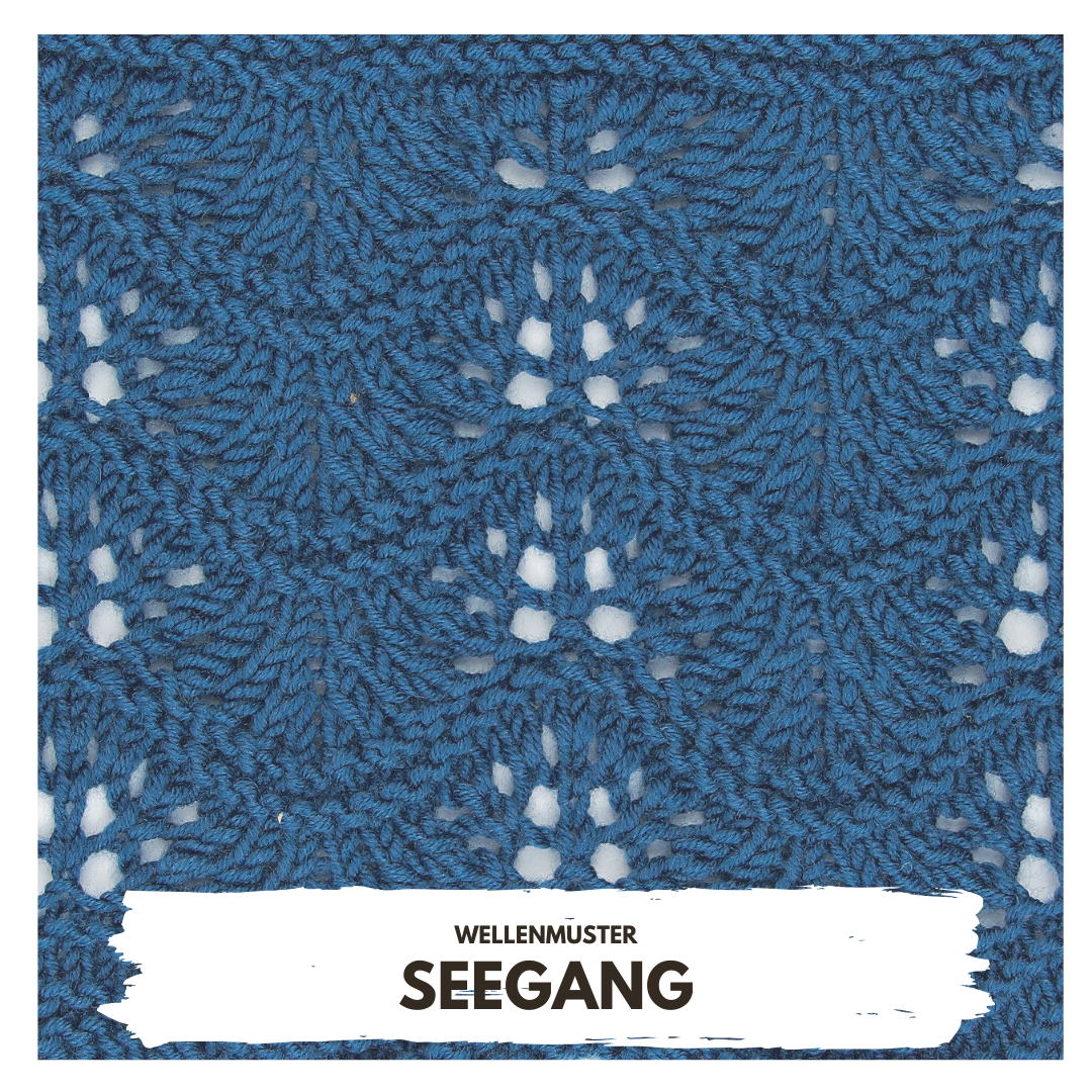 Modisches, handgearbeitetes Wellenmuster in Blau. Strukturreiches, luftiges Design. DIY-Handarbeit.