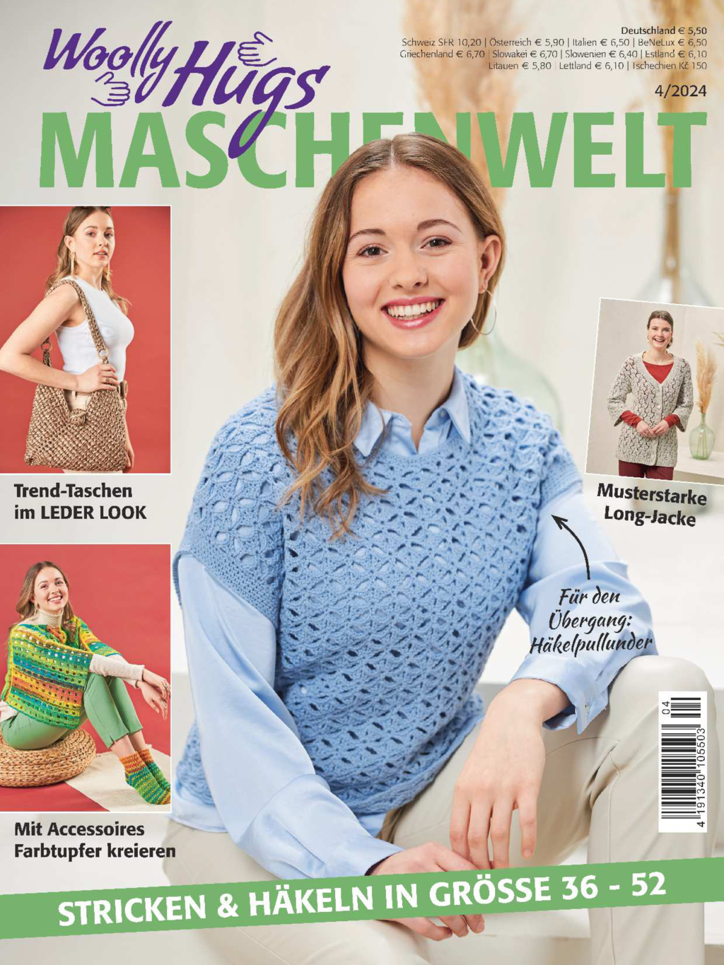 Magazin Produktbild: Woolly Hugs Maschenwelt Nr. 4/2024 - Stricken und Häkeln in Größe 36 - 52