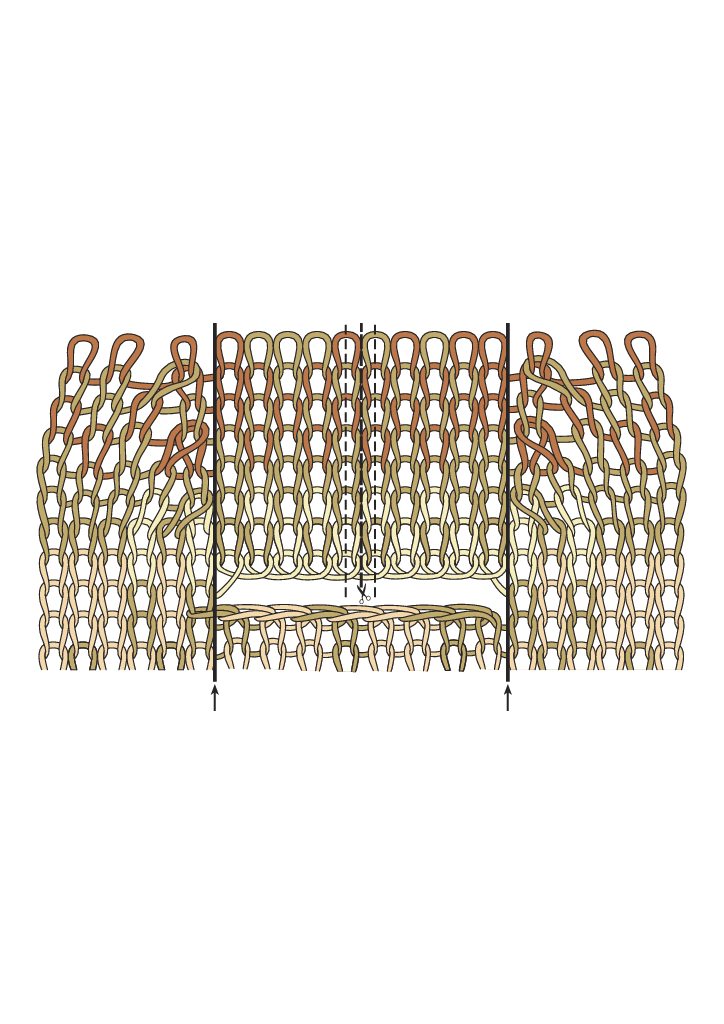 Beige-rosa Strickmuster, detailliert, handgemacht, mit dichtem, symmetrischem Design. DIY-Optik.