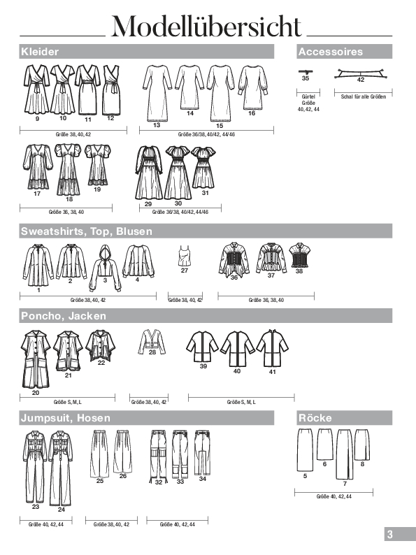 Modisch, vielseitige Schnitte: Kleider, Ponchos, Jumpsuits. DIY-Essentials mit modernen Mustern. Handgemachte Designs.