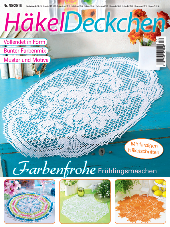 HĂ€kel-Deckchen Nr. 50/2016 - Farbenfrohe FrĂŒhlingsmaschen Magazin Produktbild: HĂ€kel-Deckchen Nr. 50 - Farbenfrohe FrĂŒhlingsmaschen