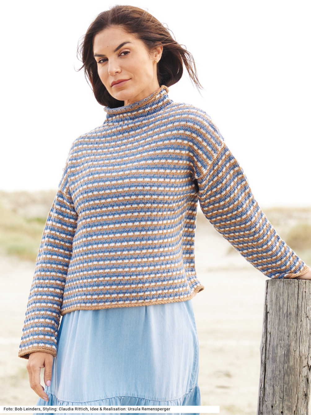 Modellansicht Bild 1: Effektvoller Pullover mit Hebemaschen
