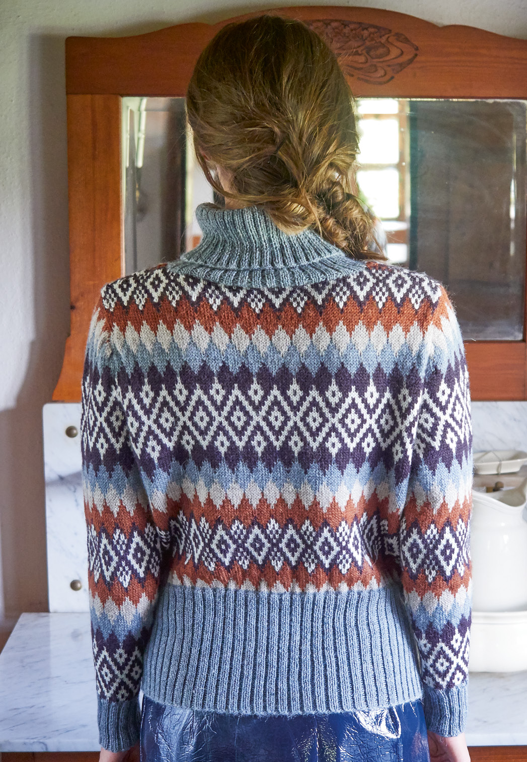 Jacquard-Pullover mit Rollkragen