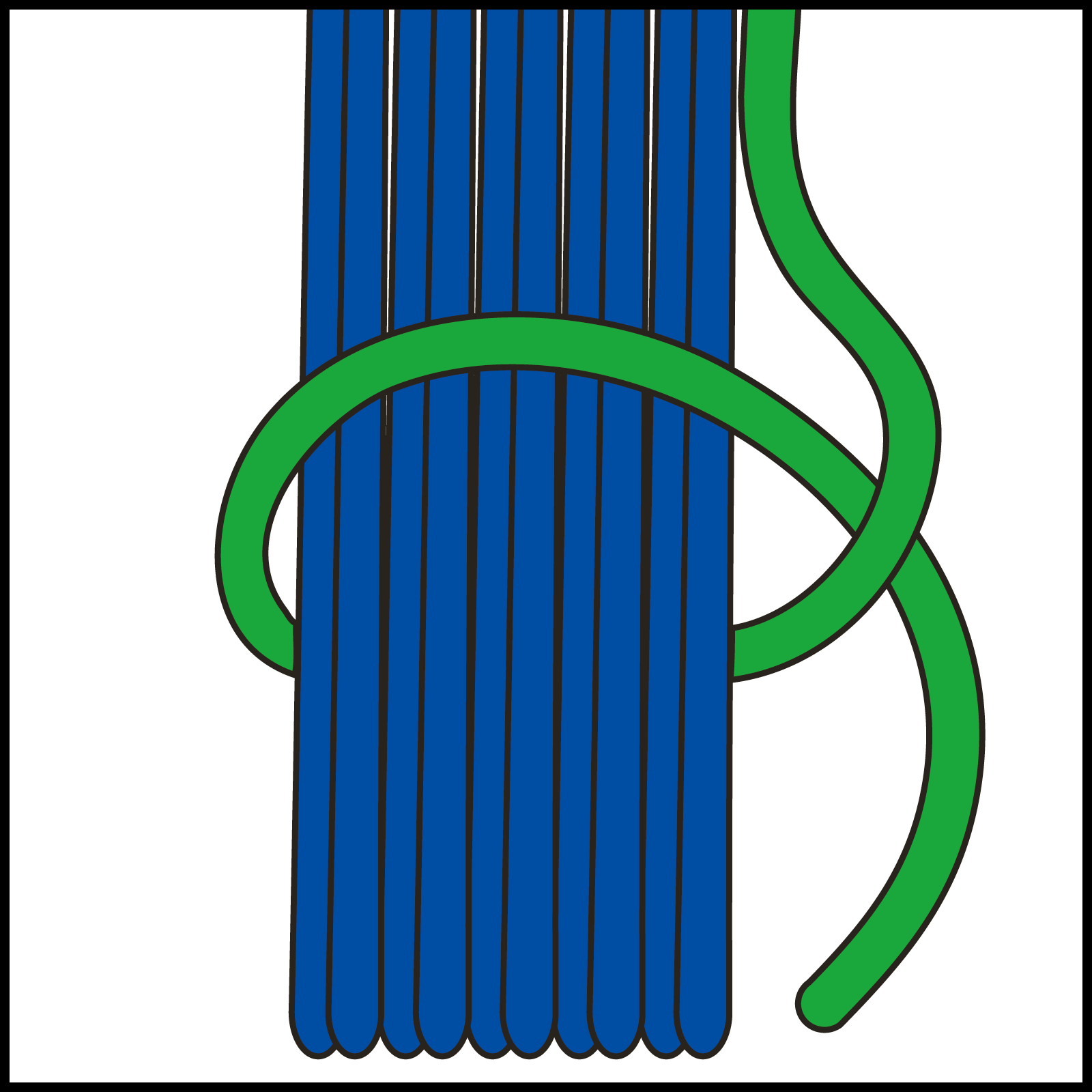 Blaues und grünes Garn in dekorativem Muster. Modisch, selbstgemacht, einzigartig.