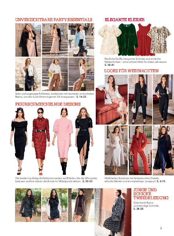 Elegante Kleider in festlichen Stoffen und modernen Schnitten. Vielfältige Farbtöne und Stilrichtungen.