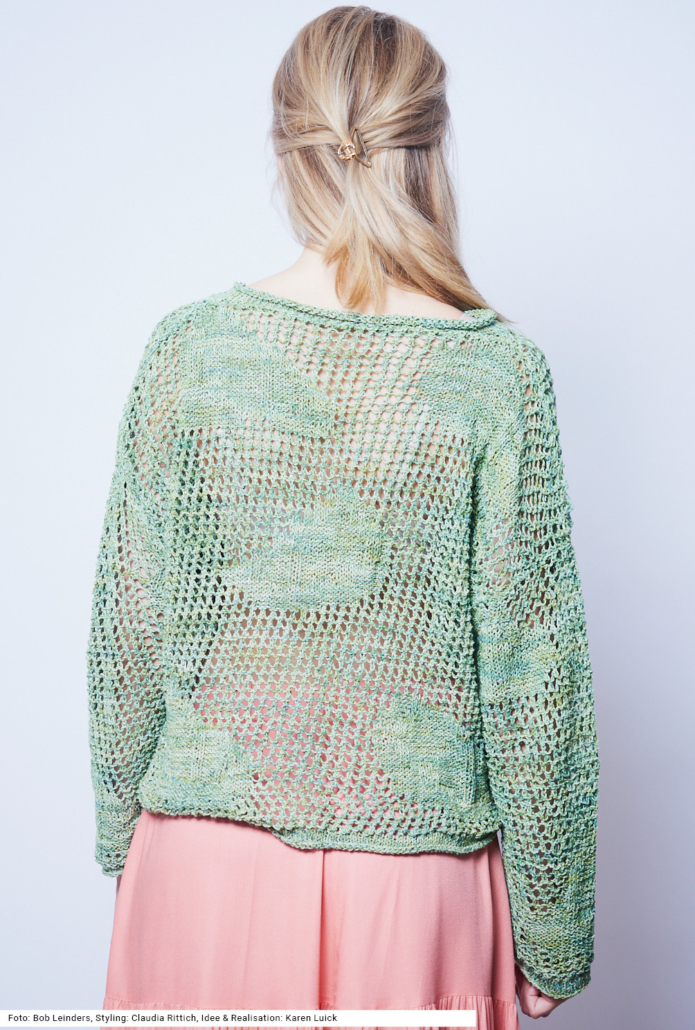 Modellansicht Bild 5: Pulli mit Netzmuster in Grün
