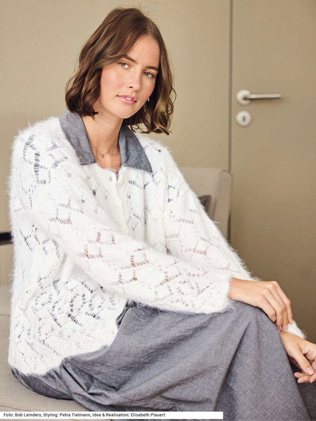 Strickset - Jacke mit Ajourmuster aus SABRINA Modellansicht Bild 1: Jacke mit Ajourmuster