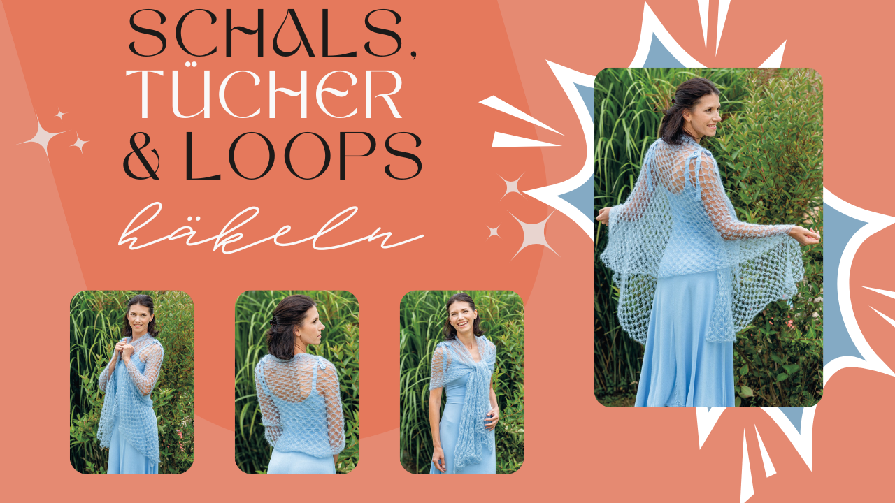 Blaues, handgemachtes Cape, luftiges Muster; perfekt über einem Kleid. Modisch und einzigartig.