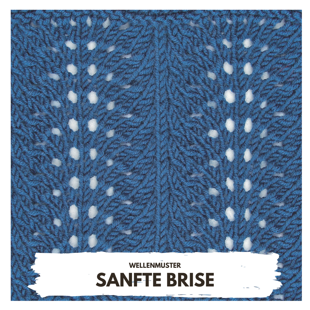 Blaues Strickmuster mit wellenartiger Struktur; handgemacht, elegant, modisch.