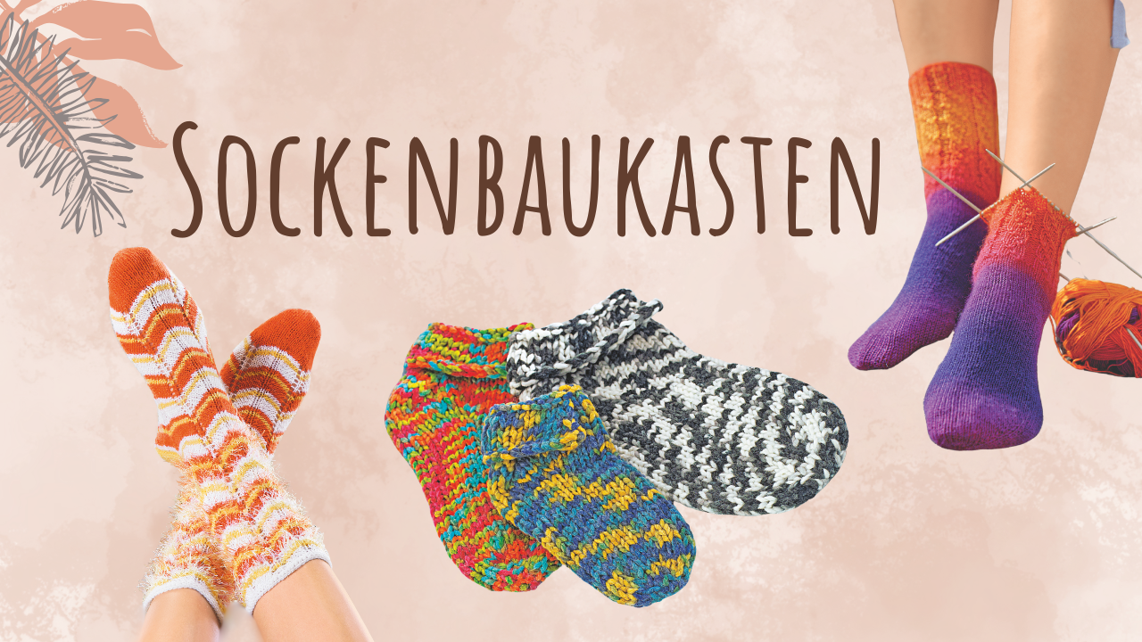Handgestrickte Socken in leuchtenden Farben, gestreiftes und meliertes Muster, DIY-Charme, einzigartig.