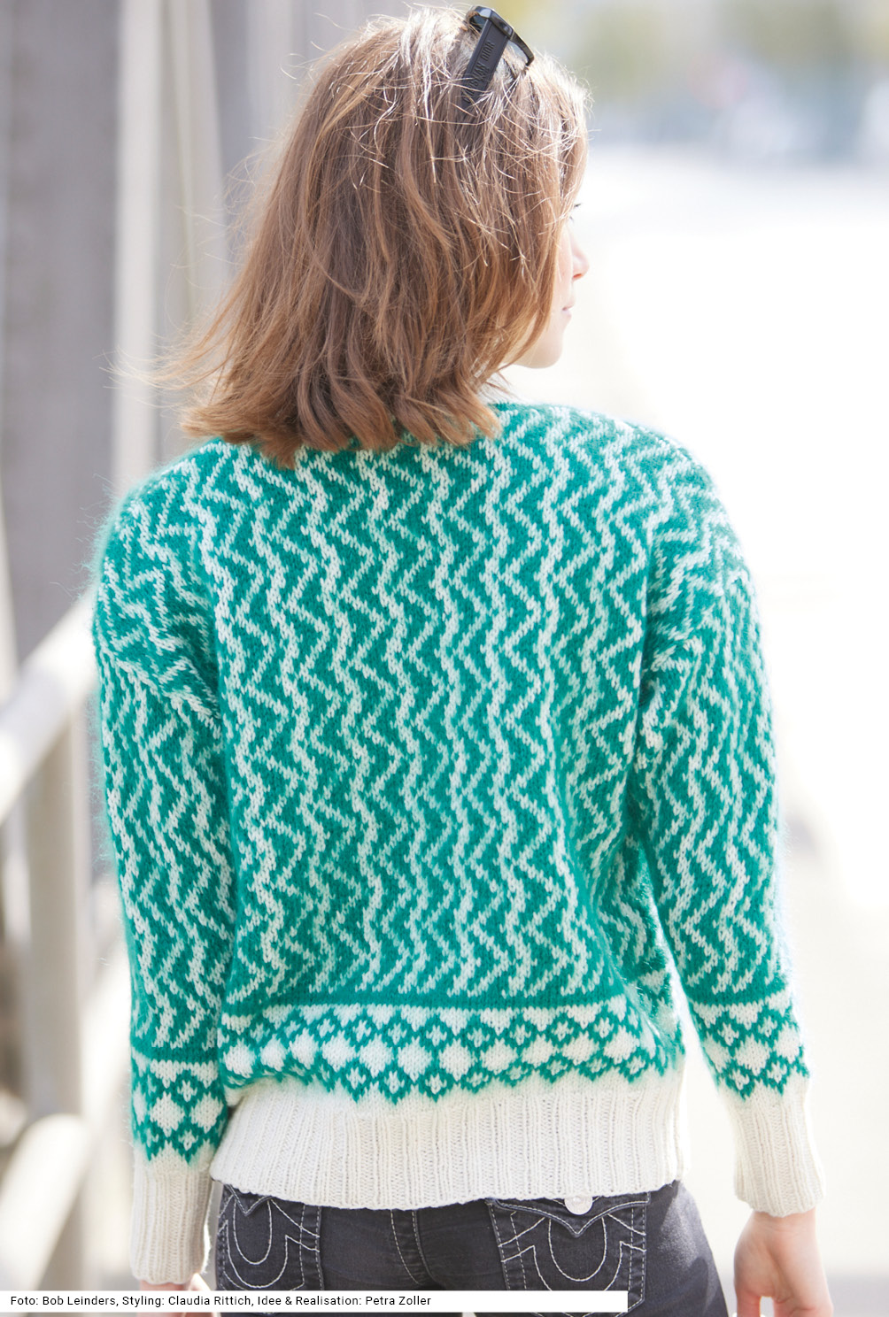 Modellansicht Bild 5: Pulli mit Jacquardmuster in Weiß und Grün