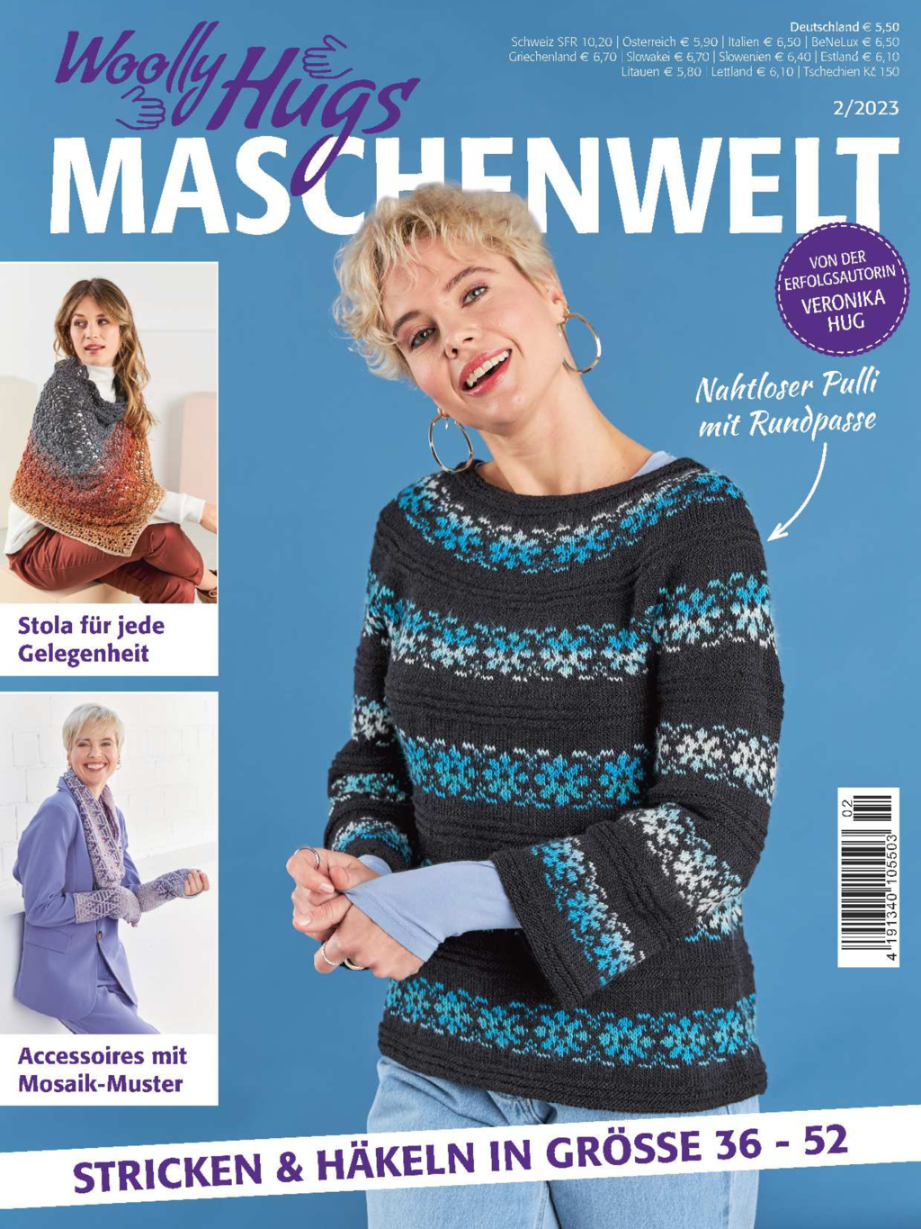 Magazin Produktbild: Woolly Hugs Maschenwelt Nr. 2/2023 - Stricken & Häkeln in Größe 36 bis 52