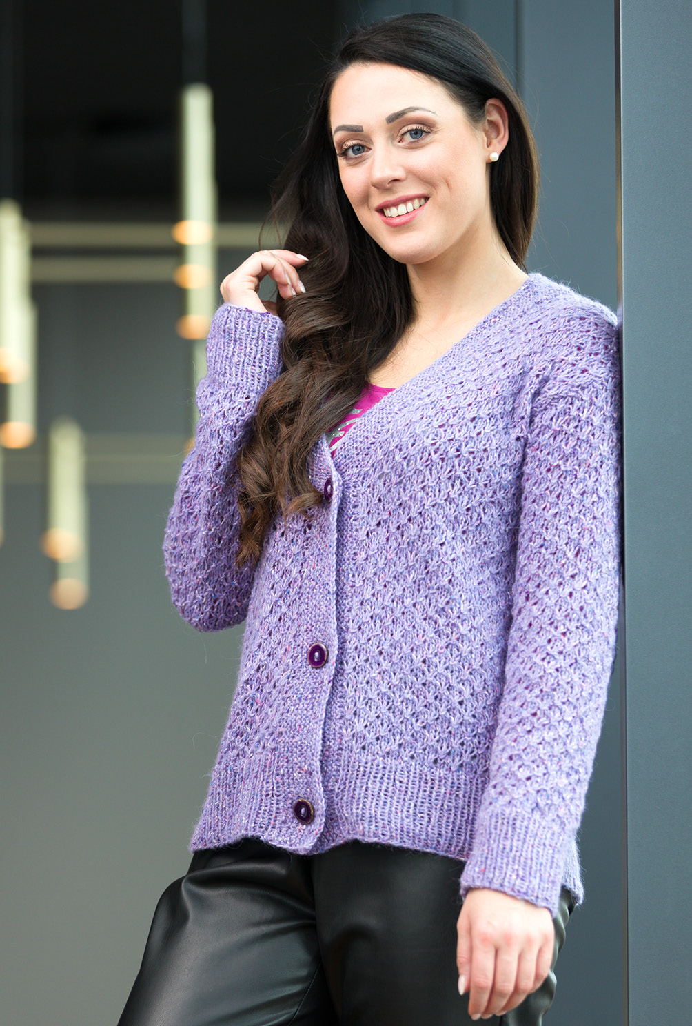 Jasmina - Cardigan mit Strukturmuster in Flieder