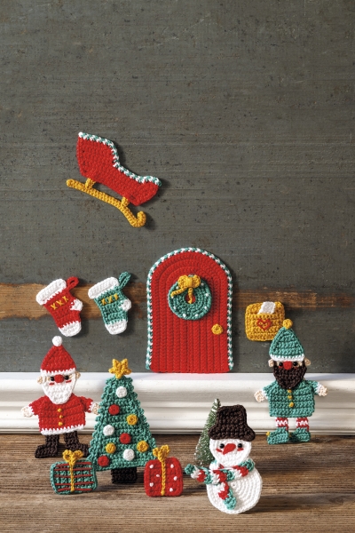 Bunte, selbstgemachte Häkel-Designs. Festliche Muster, modisch und kreativ gestaltet. DIY-Charme.