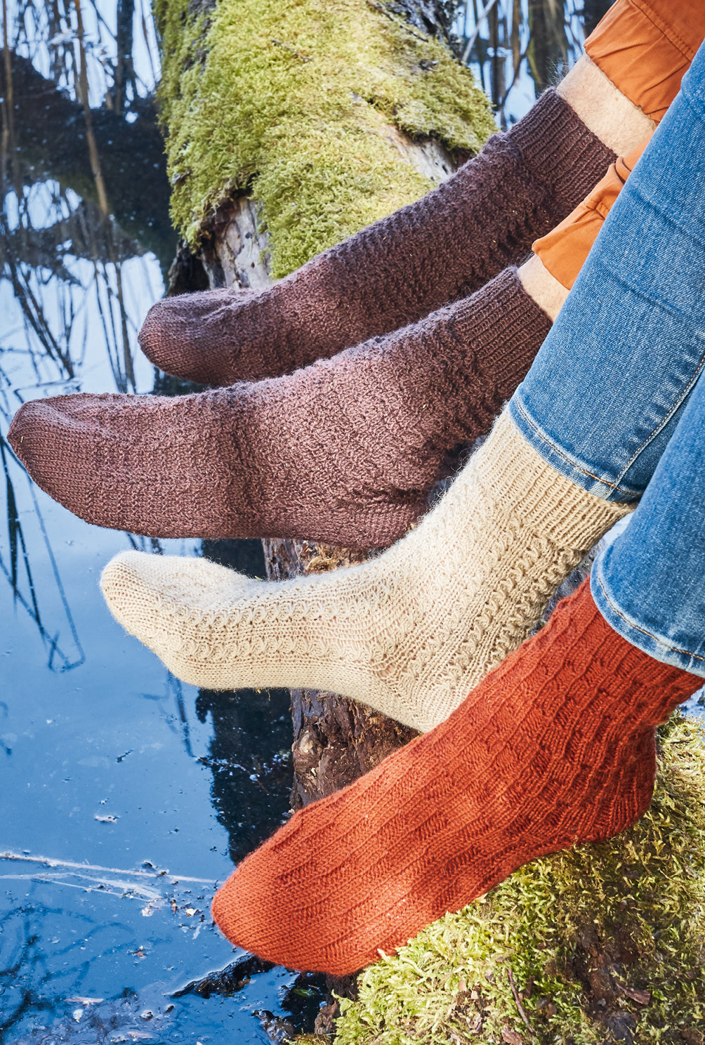 Gemütliche Socken mit unterschiedlichen Strukturmustern