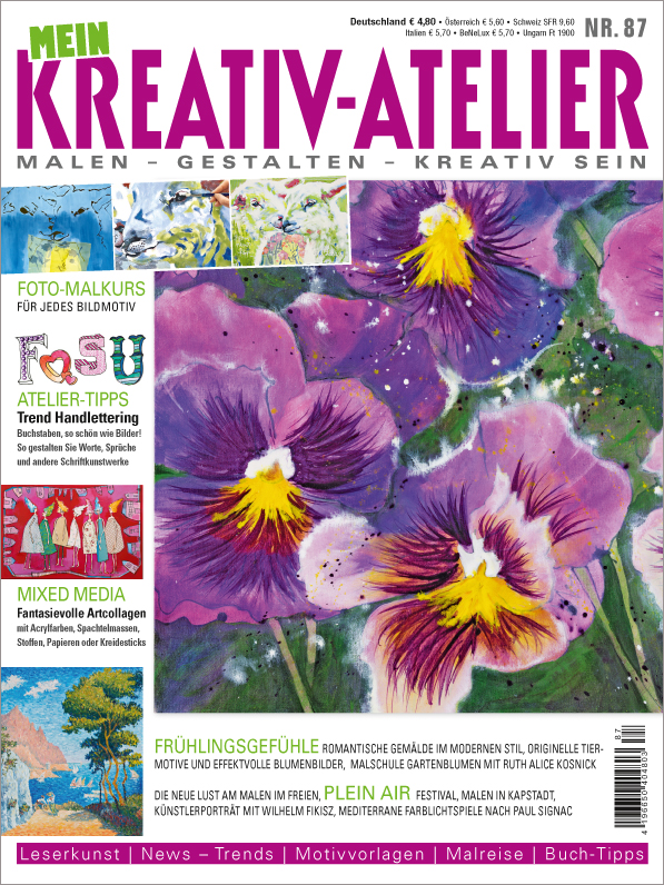 Farbenfrohes Blumenmotiv in selbstgemachtem, modischem Aquarellstil. Lebendige Farbgestaltung, handarbeit.