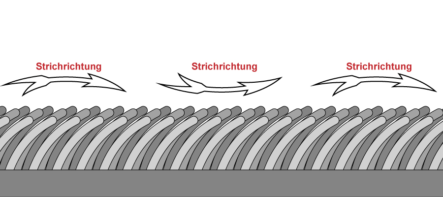Graue strukturierte Linien mit Pfeilen. Akzent auf Richtung. Industrielles Design, schlicht, linear.