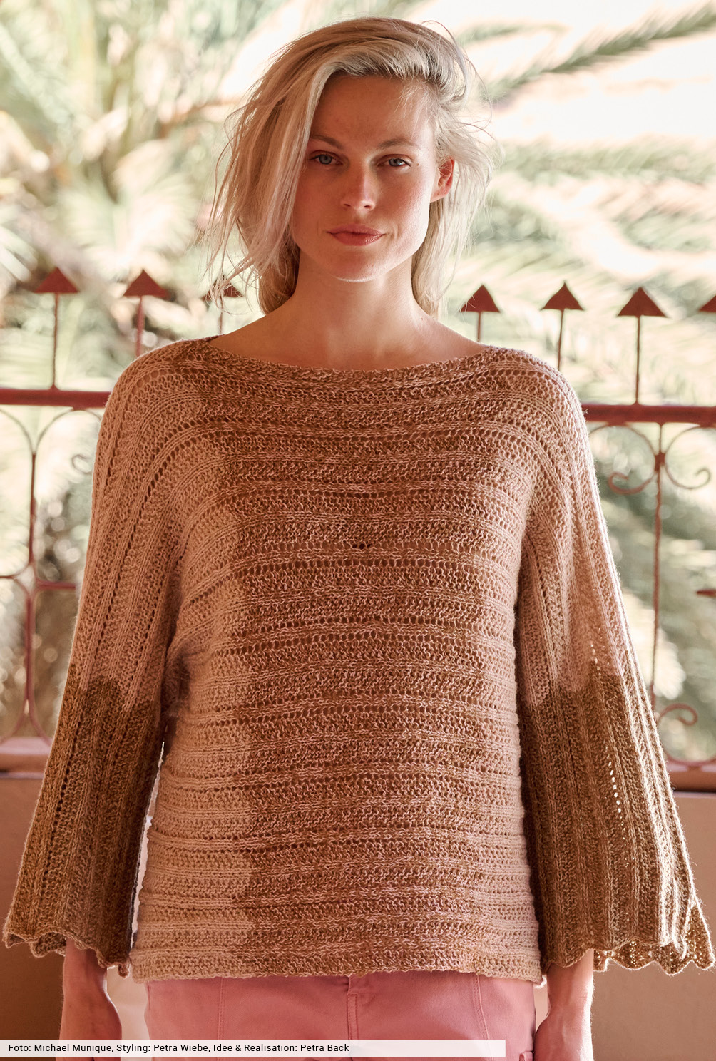 Modellansicht Bild 2: Quergestrickter Zackenpulli