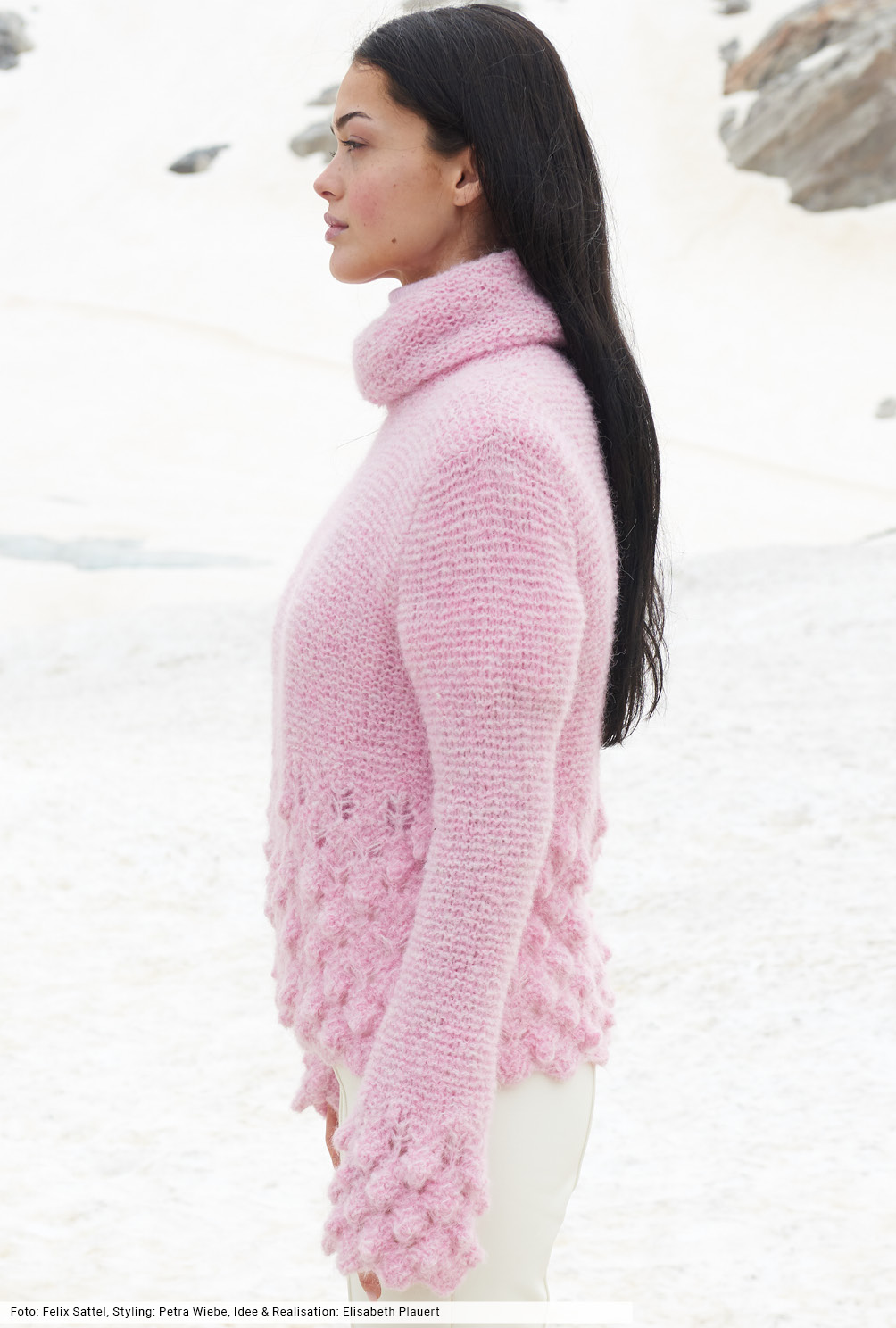 Modellansicht Bild 4: Pulli mit Noppenmuster und Rollkragen