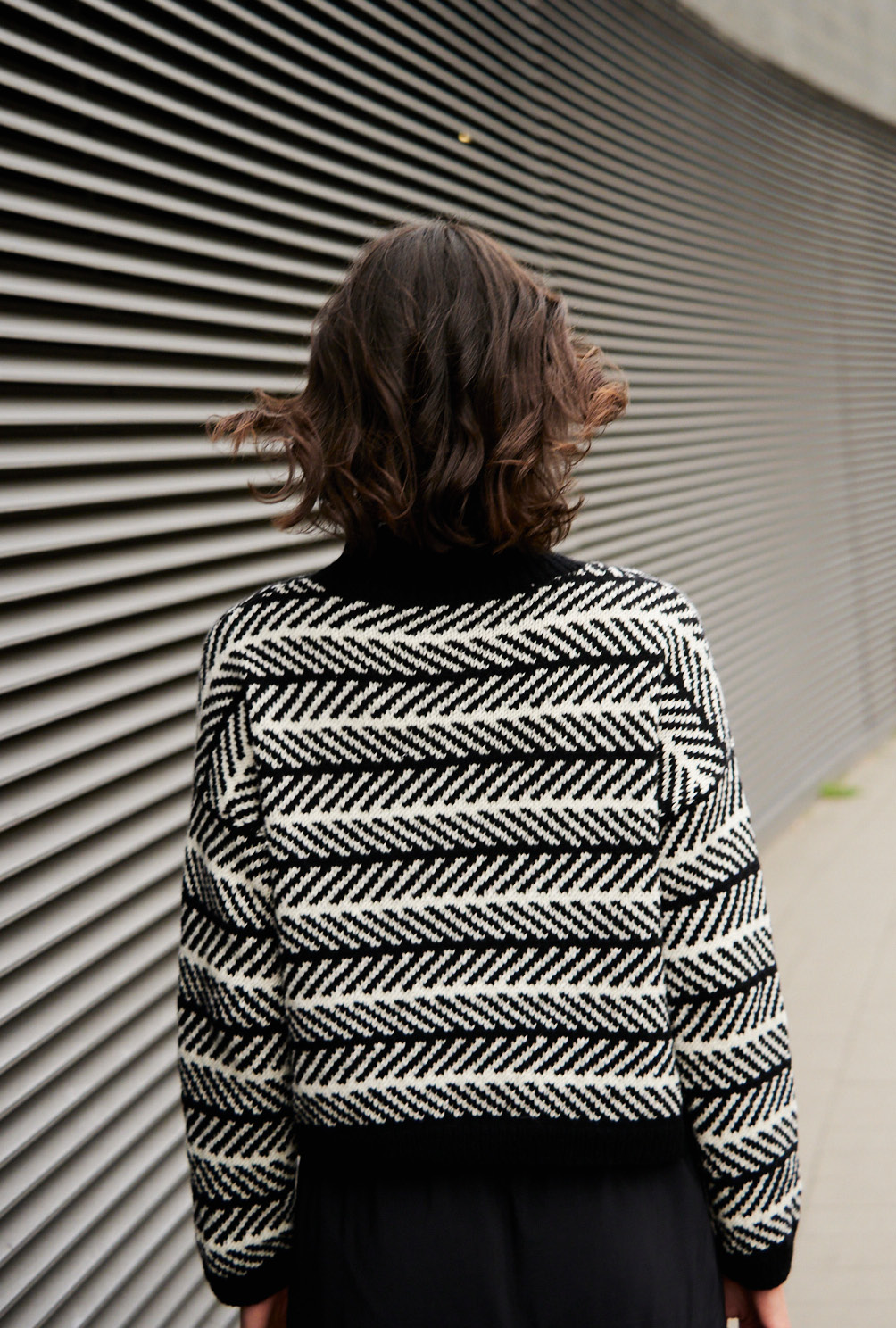 Jacquardpulli in Schwarz-Natur